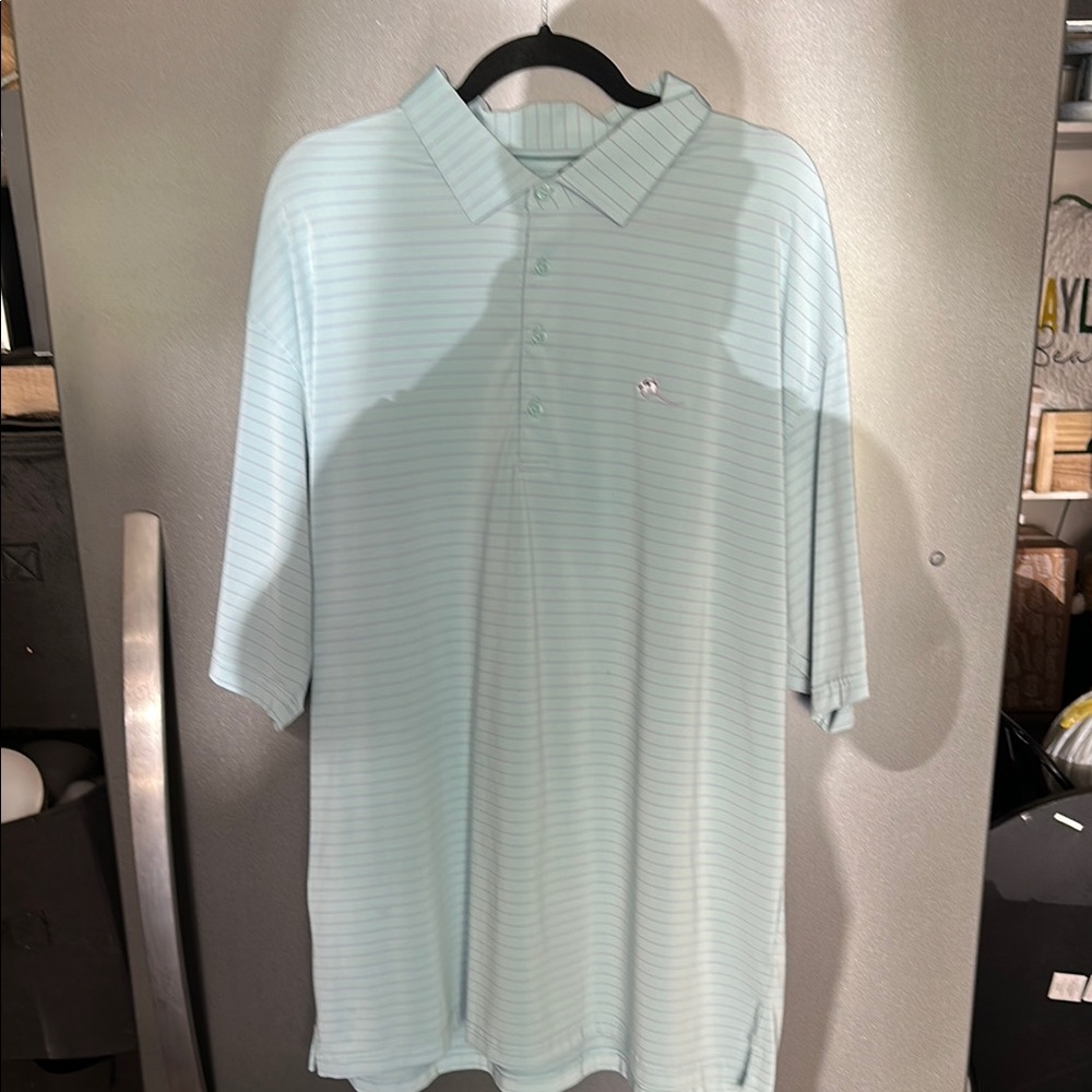 Light Blue Striped Men's Polo Shirt